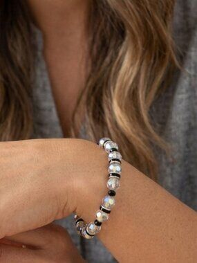 Crystal and Black Bead Bracelet